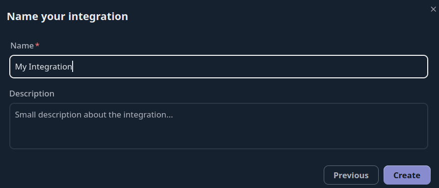 Sophos Integration Creation Screen